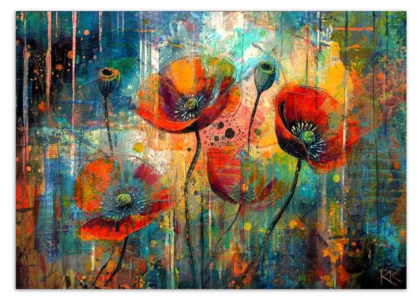 Fotobehang abstracte bloemen klaprozen 150 x 105 cm