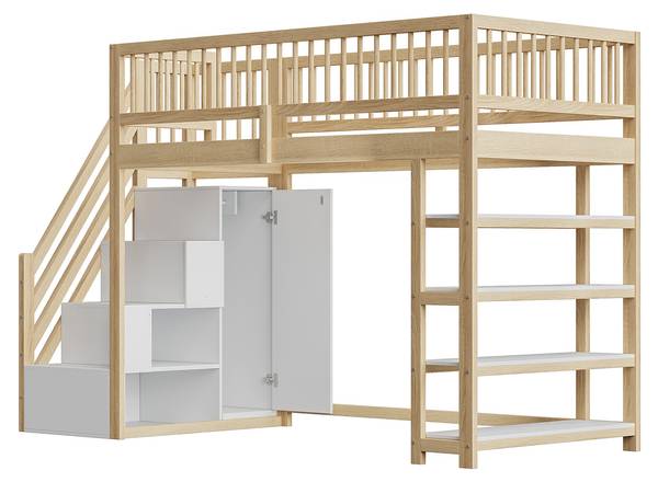 Hoogslaper NaturZoom Ⅰ bruin - grenenhout - 96 x 169 x 254 cm