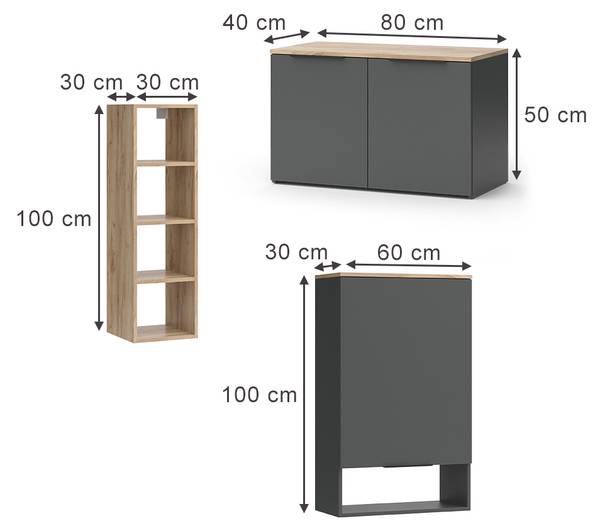 Wohnwand Wido 49801 Anthrazit - Eiche Sonoma Dekor