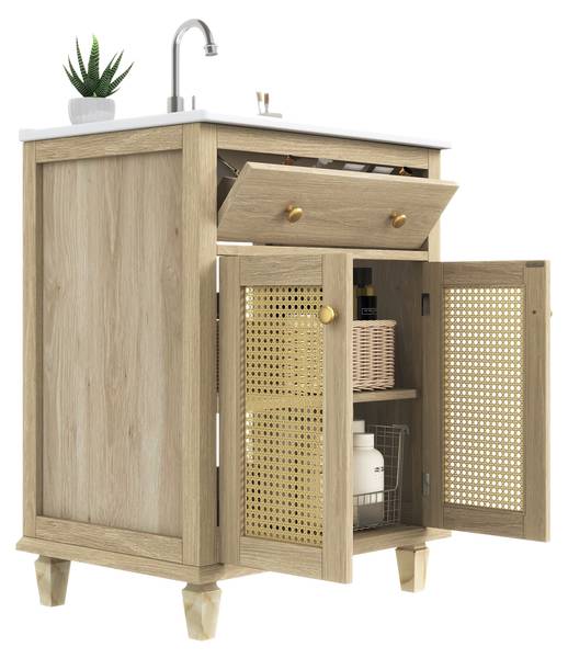 Badezimmerschrank RATT283 Ⅲ Braun - Holzwerkstoff - 47 x 87 x 61 cm