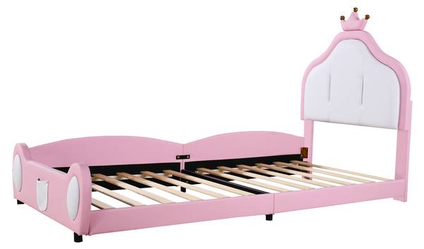 Kinderbett K-1238 Pink - Holzwerkstoff - 97 x 117 x 210 cm