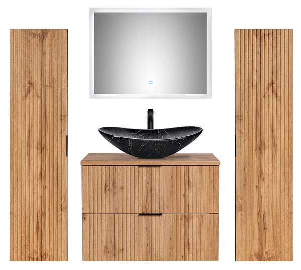 Badmöbel-Set ADELAIDE-56-108 4er-Set Braun - Holzwerkstoff - 180 x 200 x 47 cm