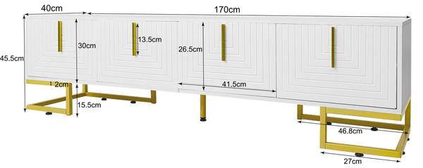 TV Lowboard Squamul Weiß - Holzwerkstoff - 40 x 46 x 170 cm