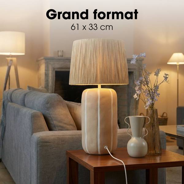 Tischlampe Denton Beige - Keramik - 33 x 61 x 33 cm