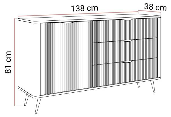 Kommode SCARLETT 1D3S Schwarz - Holzwerkstoff - 138 x 81 x 38 cm
