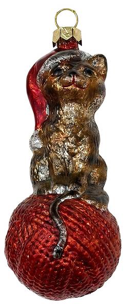 Kersthanger Kat 67067 bruin - kunststof - 1 x 10 x 10 cm