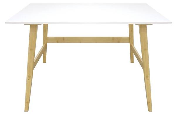 Schreibtisch PHIL Beige - Weiß - Holzwerkstoff - Naturfaser - 120 x 75 x 60 cm