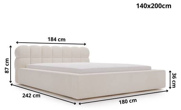 Polsterbett PLAZA Creme - Liegefläche Breite: 140 cm