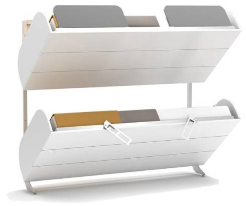 Etagenbett Iduna Weiß - Holzwerkstoff - 214 x 192 x 102 cm