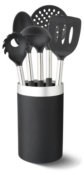 Küchenhelferset PETRA Schwarz - Silber - Metall - Kunststoff - 11 x 35 x 11 cm