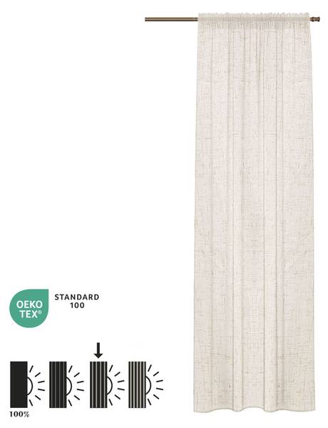 Gardinen Halbtransparant Noa Kräuselband Weiß - Polyester - 1 x 270 x 140 cm