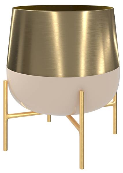 Cache-pot en métal rose clair et laiton Rose foncé - Métal - 19 x 26 x 19 cm