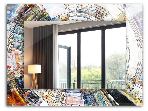 Wandspiegel Abstraktes Kreismosaik Höhe: 80 cm