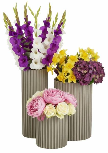 Vase Ribs 3er-Set Beige