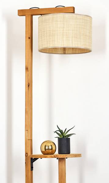 Stehlampe Milanesi Beige - Holzwerkstoff - Metall - 43 x 172 x 50 cm