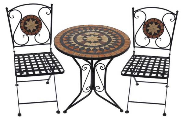 Bistro-Set SARAH 3-teilig Schwarz - Metall - 60 x 70 x 60 cm