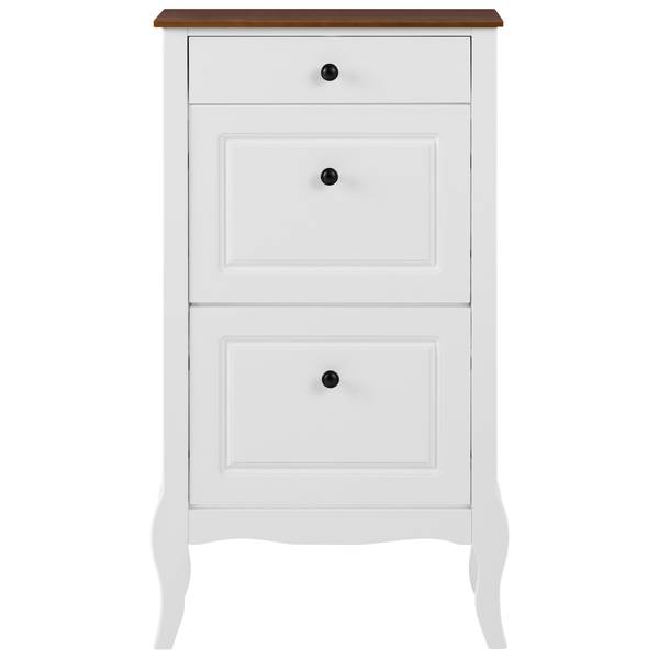 Schuhschrank NUNDLE Braun - Weiß - Holz teilmassiv - 60 x 108 x 24 cm