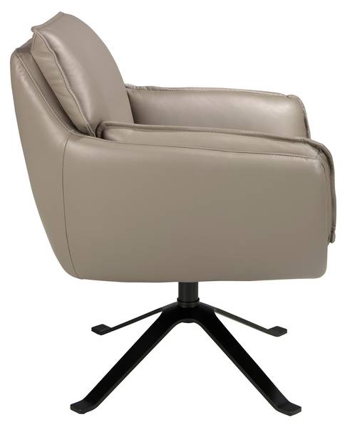 Dunkelgrauer Leder-Drehsessel Grau - Kunstleder - Edelstahl - 77 x 90 x 74 cm