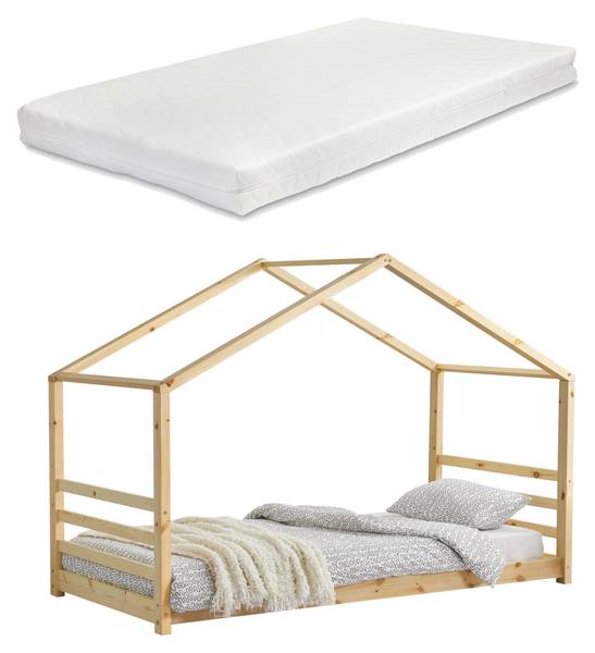 Kinderbett Vardø mit Matratze 200 x 142 x 90 cm