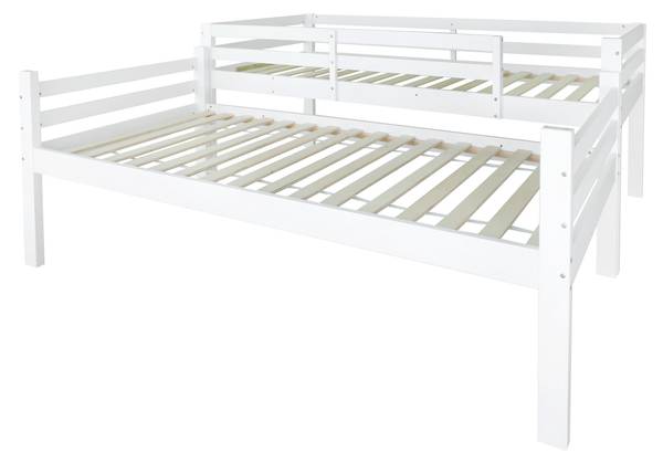 Etagenbett LucyWoody Ⅰ Weiß - Holzwerkstoff - Massivholz - 95 x 158 x 205 cm