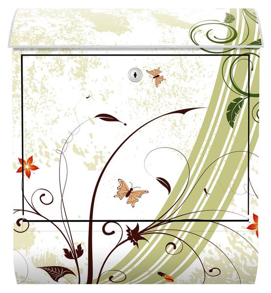 Briefkasten Frühlingszeit Grün - Stahl - 39 x 46 x 13 cm