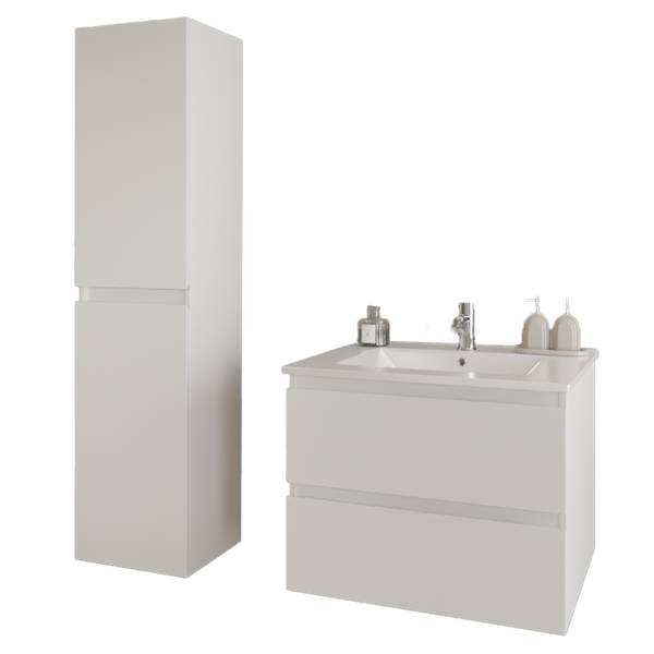 Badezimmerset Verona 3-Teilig Hochglanz Weiß - Breite: 60 cm