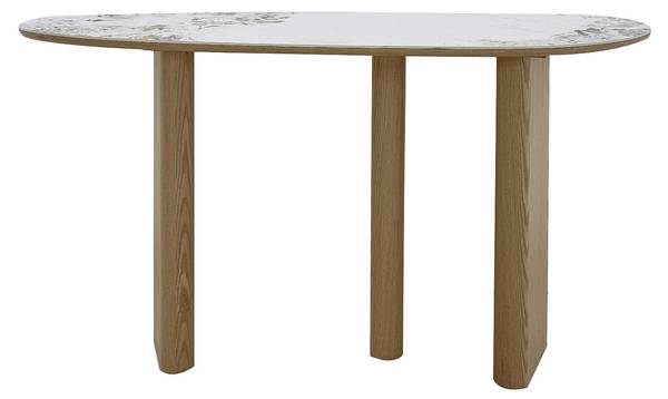 Konsolentisch MODREYO Braun - Weiß - Keramik - Massivholz - 40 x 80 x 150 cm
