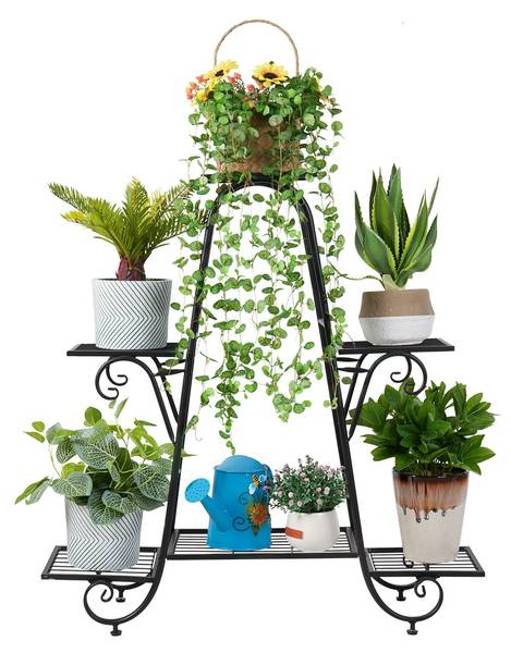 Plantenrek XJJ46 zwart - ijzer - 24 x 84 x 78 cm