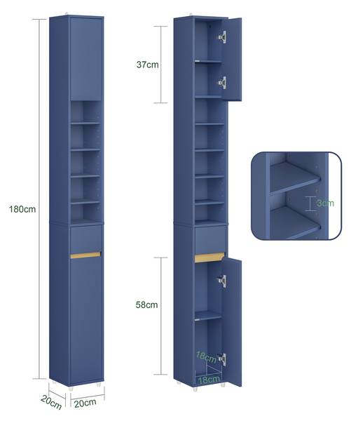 Badkamerkast BZR34-II-B blauw