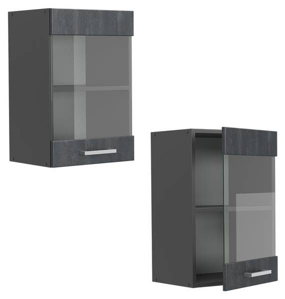 Küchenglasschrank R-Line 47494 Anthrazit - Schwarz - Breite: 40 cm