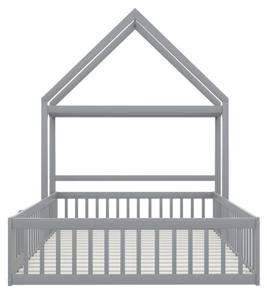 Kinderbett SafeHomey Ⅰ Grau - Holzwerkstoff - 154 x 198 x 205 cm