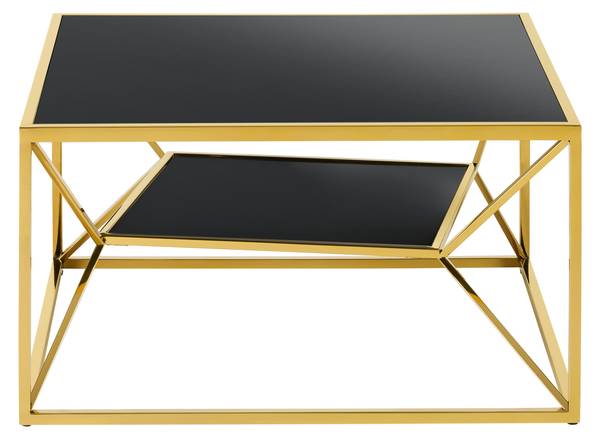 Couchtisch ANGEL II Schwarz - Gold - Glas - Metall - 70 x 38 x 70 cm
