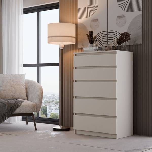 Ladekast Lizbona beige - plaatmateriaal op houtbasis - 70 x 110 x 40 cm