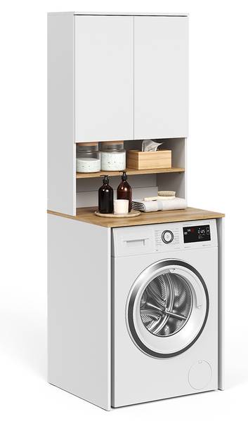 Waschmaschinenschrank Viktor 58029 Asteiche Dekor - Weiß - 68 x 60 cm