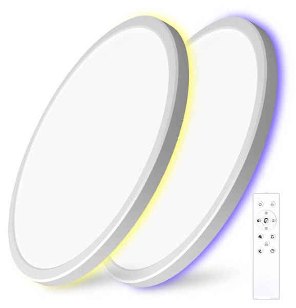 24W LED Deckenlampe CE1133 2er-Set Weiß - Kunststoff - 30 x 3 x 30 cm