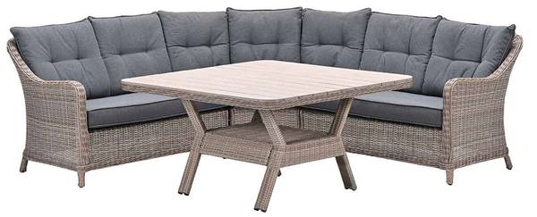 Loungediningset Nova 4 delig grijs - aluminium - 237 x 85 x 237 cm