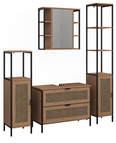 Meubles bain Linara 63270 lot de 4 Marron - Bois manufacturé - 80 x 59 x 35 cm