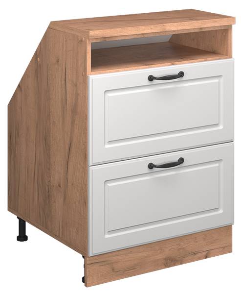 Dachschrägenschrank Rion 59994 Eiche Landhaus Dekor - Eiche Dekor - Weiß
