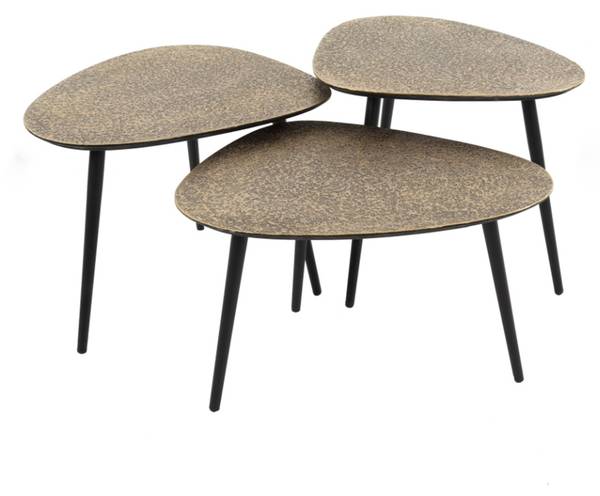 Table basse LAUCA set de 3 Marron - Acier - 48 x 43 x 54 cm