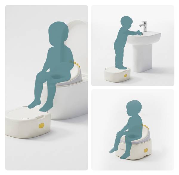 Töpfchen 4-in-1 Dino mit Deckel Creme - Grau