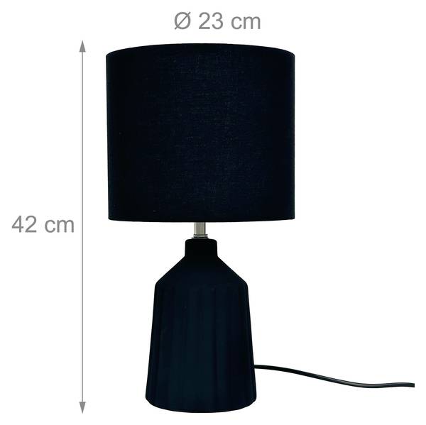 Tischlampe mit Keramiksockel Schwarz - Leinen - Eisen - 23 x 42 x 23 cm
