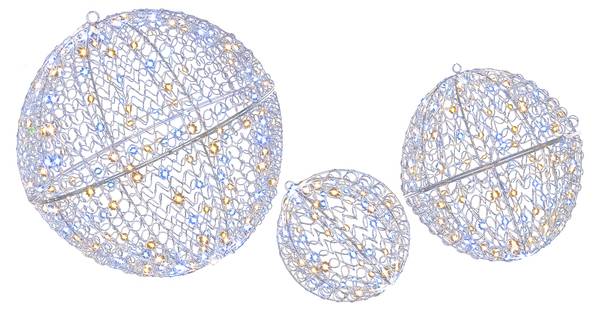 Weihnachtskugeln OY47336PQDE(3er Set) Weiß - Metall - 45 x 45 x 45 cm