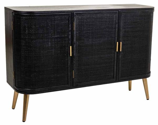 Buffet Elek Noir - En partie en bois massif - 118 x 80 x 37 cm