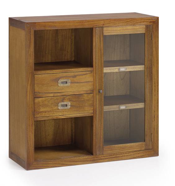 VITRINE AUS HOLZ BRAUN 90 X 35 X 90 Braun - Holz teilmassiv - 90 x 90 x 35 cm