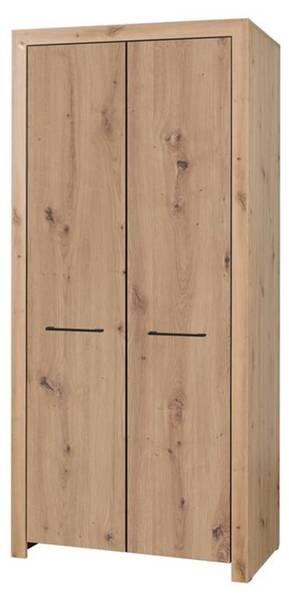 Kleiderschrank Janette Braun - Holzwerkstoff - 93 x 200 x 52 cm