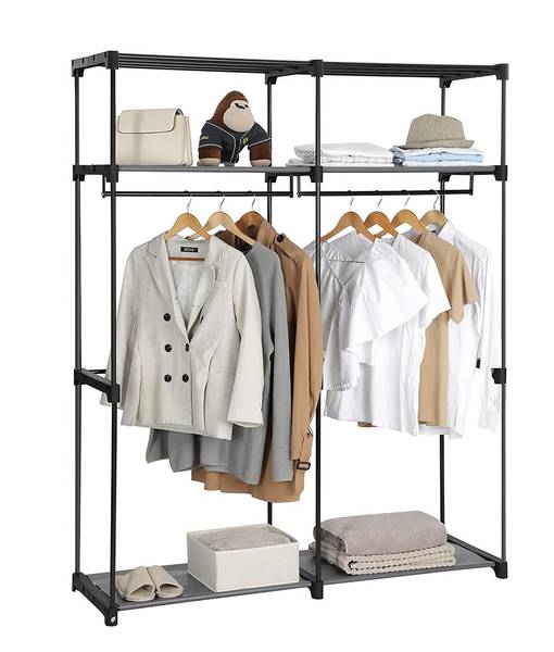 Stoffschrank Kleiderschrank Grau