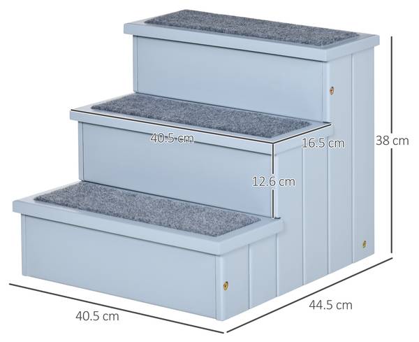 Haustiertreppe BB7089 Grau - Massivholz - 15 x 58 x 48 cm