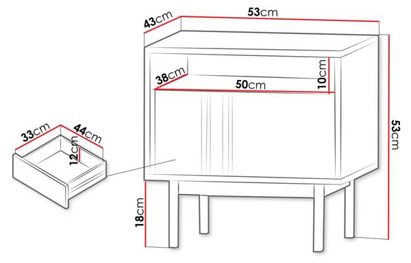 Nachttisch Alsy 13 Anthrazit - Beige