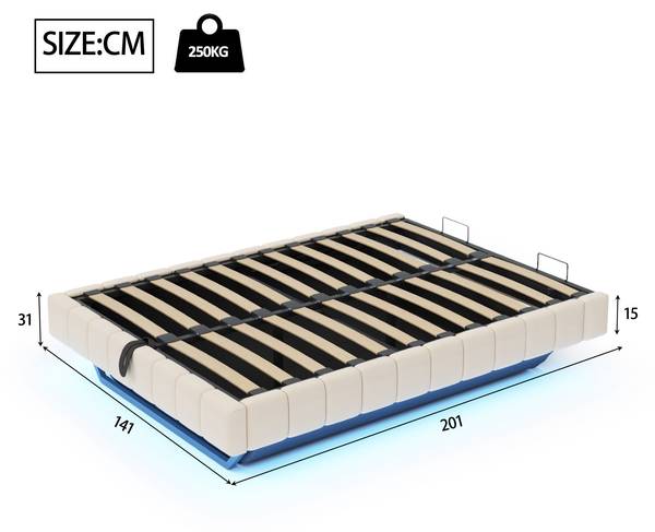 Polsterbett Phoebe Ⅰ Beige - Breite: 141 cm