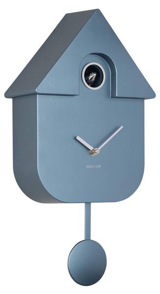 Wanduhr Modern Cuckoo Metallic Blau
